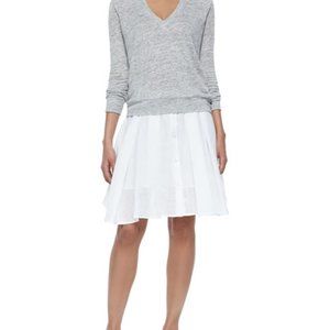 Theory Cotton Gathered A Line Skirt, White